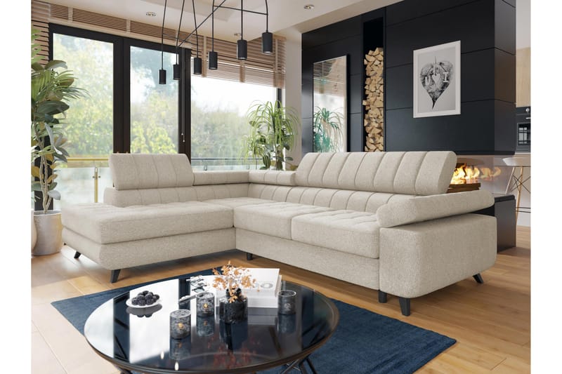 Amshyttan Sofa med Sjeselong 3-seter - Beige - Møbler - Sofaer - Sofa med sjeselong