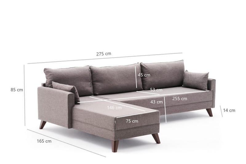 Antigua Divansofa Venstre - Brun - Møbler - Sofaer - Sofa med sjeselong