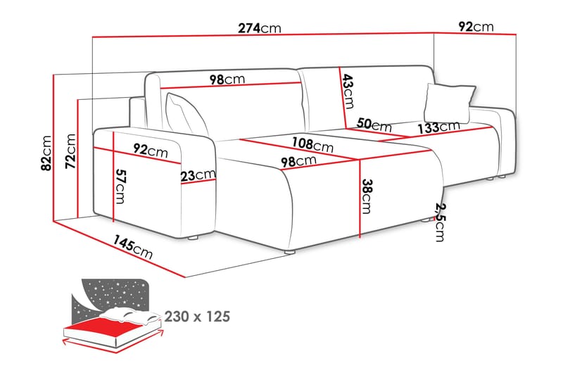 Barile Sofa med Divan 3-seter - Blå - Møbler - Sofaer - Sofa med sjeselong