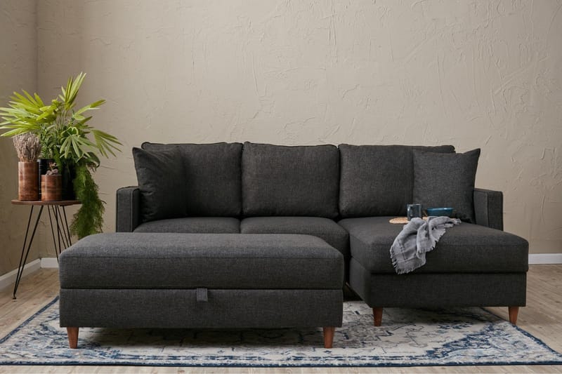 Braneles Sofa med Sjeselong 4-seter - Antrasitt - Møbler - Sofaer - Sofa med sjeselong