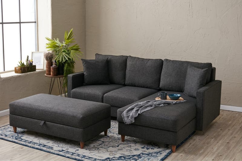 Braneles Sofa med Sjeselong 4-seter - Antrasitt - Møbler - Sofaer - Sofa med sjeselong