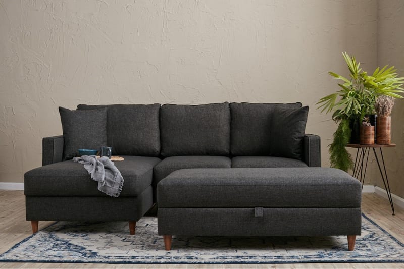 Braneles Sofa med Sjeselong 4-seter - Antrasitt - Møbler - Sofaer - Sofa med sjeselong