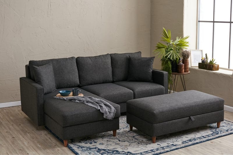 Braneles Sofa med Sjeselong 4-seter - Antrasitt - Møbler - Sofaer - Sofa med sjeselong