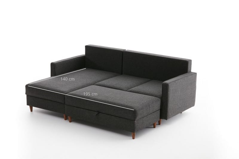 Braneles Sofa med Sjeselong 4-seter - Antrasitt - Møbler - Sofaer - Sofa med sjeselong