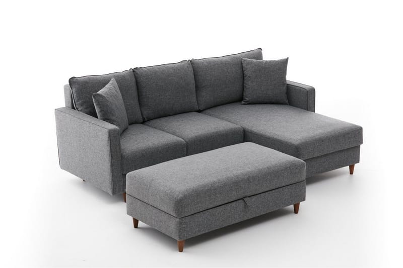 Braneles Sofa med Sjeselong 4-seter - Grå - Møbler - Sofaer - Sofa med sjeselong