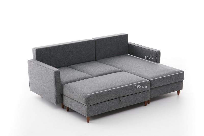 Braneles Sofa med Sjeselong 4-seter - Grå - Møbler - Sofaer - Sofa med sjeselong