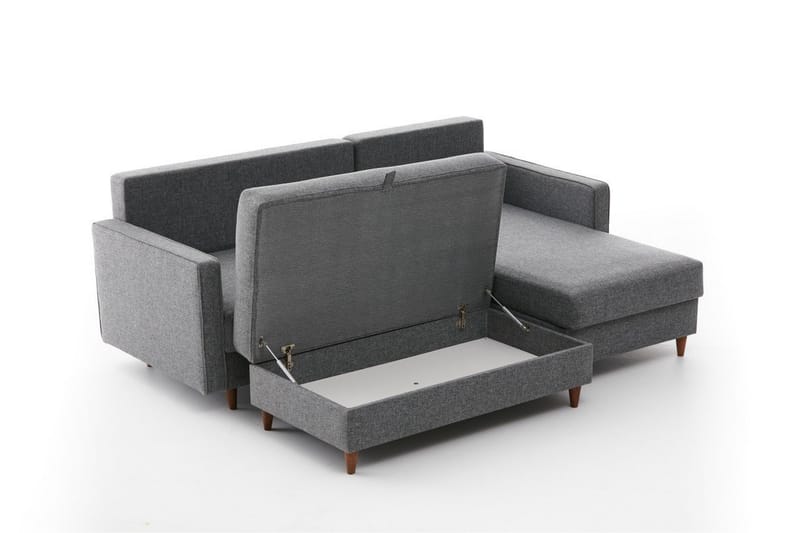 Braneles Sofa med Sjeselong 4-seter - Grå - Møbler - Sofaer - Sofa med sjeselong