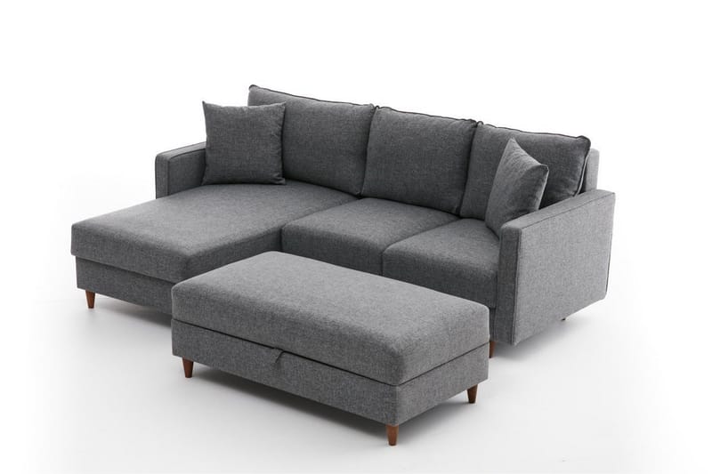 Braneles Sofa med Sjeselong 4-seter - Grå - Møbler - Sofaer - Sofa med sjeselong