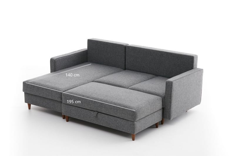 Braneles Sofa med Sjeselong 4-seter - Grå - Møbler - Sofaer - Sofa med sjeselong