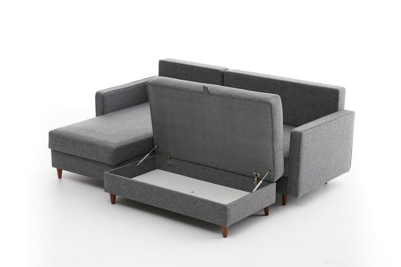 Braneles Sofa med Sjeselong 4-seter - Grå - Møbler - Sofaer - Sofa med sjeselong