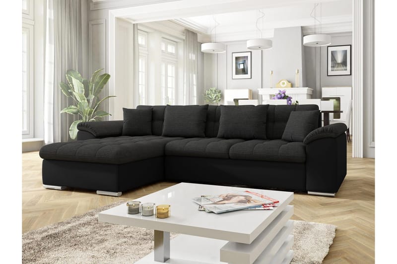 Camior Sofa med Divan 3-seter - Svart - Møbler - Sofaer - Sofa med sjeselong