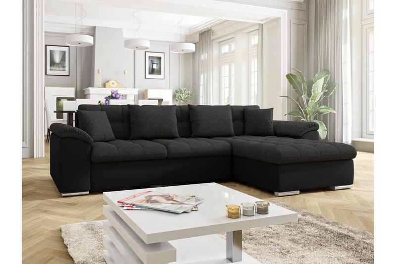 Camior Sofa med Divan 3-seter - Svart - Møbler - Sofaer - Sofa med sjeselong