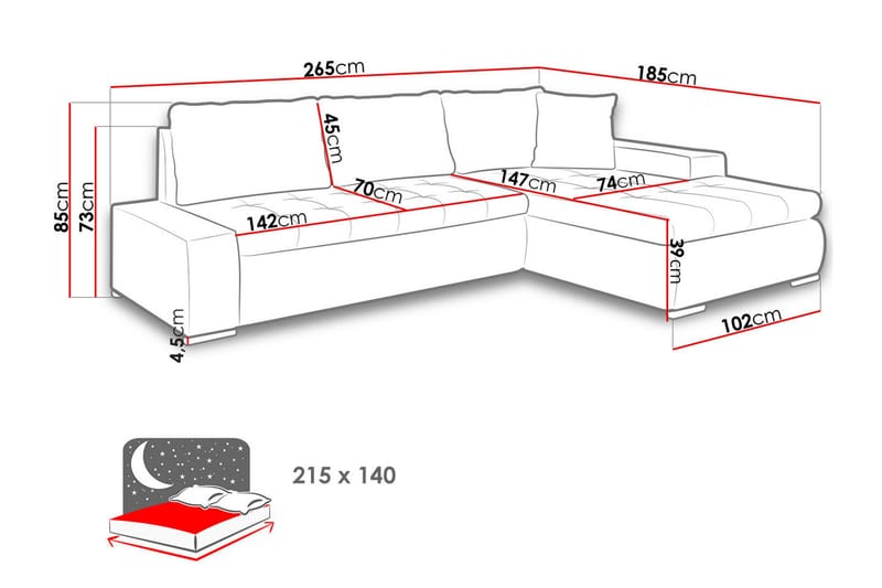 Cerys Sofa med Divan 3-seter - Beige - Møbler - Sofaer - Sofa med sjeselong