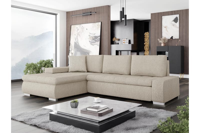 Cerys Sofa med Divan 3-seter - Beige - Møbler - Sofaer - Sofa med sjeselong