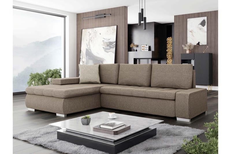 Cerys Sofa med Divan 3-seter - Brun/Beige - Møbler - Sofaer - Sofa med sjeselong