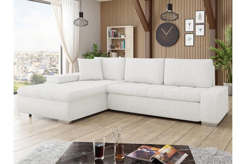 Cerys Sofa med Divan 3-seter - Hvit - Møbler - Sofaer - Sofa med sjeselong