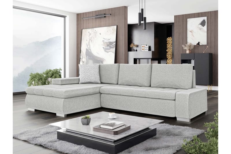 Cerys Sofa med Divan 3-seter - Lys grå - Møbler - Sofaer - Sofa med sjeselong