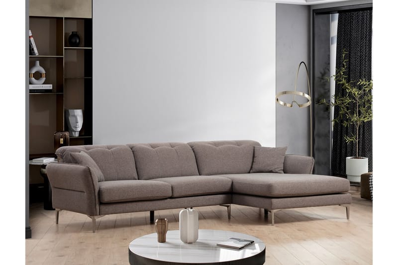 Chandara Sofa med Divan 3-seter - Grå - Møbler - Sofaer - Sofa med sjeselong