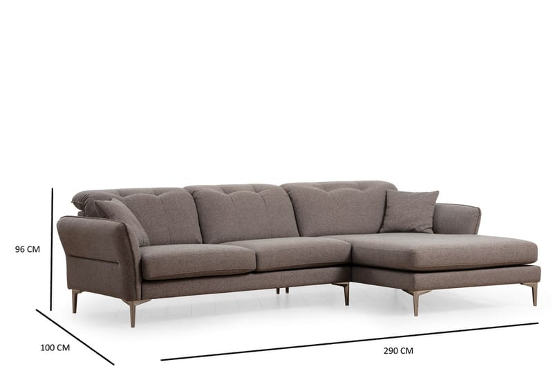 Chandara Sofa med Divan 3-seter - Grå - Møbler - Sofaer - Sofa med sjeselong