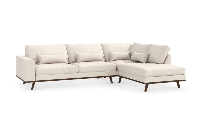 Copenhagen 4-seters L Sofa 291 cm bred - Beige / Eik - Møbler - Sofaer - Sofa med sjeselong