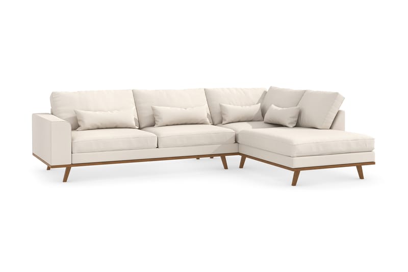 Copenhagen 4-seters L Sofa Divan Høyre - Beige / Eik - Møbler - Sofaer - Sofa med sjeselong