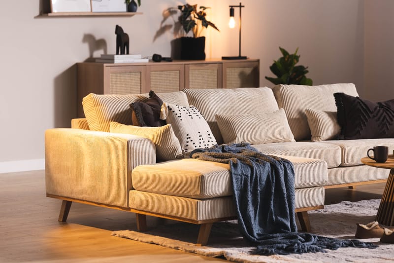 Copenhagen 4-seters L Sofa Manchester Divan Venstre - Beige - Møbler - Sofaer - Sofa med sjeselong