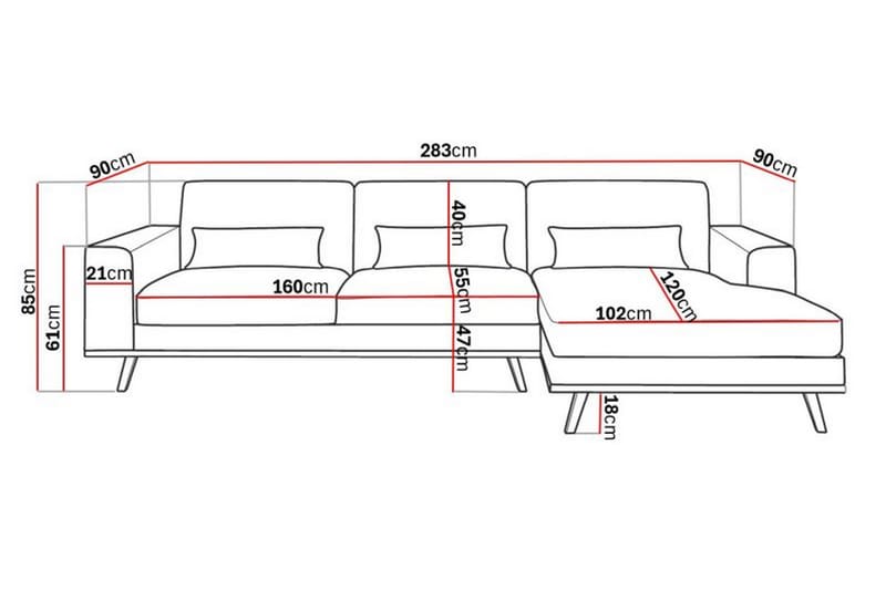 Copenhagen Divansofa Fløyel - Beige - Møbler - Sofaer - Sofa med sjeselong