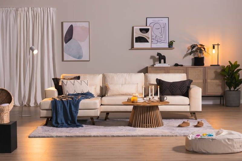 Copenhagen Divansofa Fløyel - Beige - Møbler - Sofaer - Sofa med sjeselong