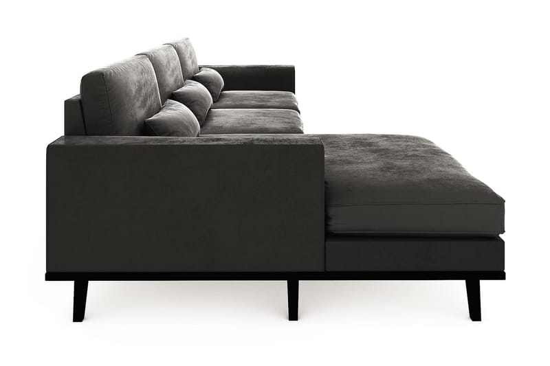 Copenhagen Divansofa Fløyel - Grå - Sofa med sjeselong - 2 seters sofa med divan - Skinnsofaer - 3 seters sofa med divan - 4 seters sofa med divan - Fløyel sofaer