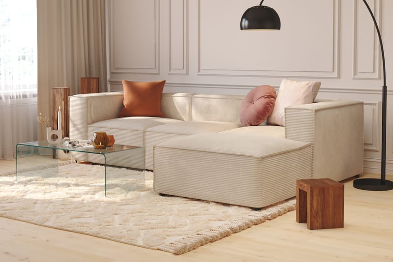 Cubo Dyp L-Sofa 3-seter Divan Venstre - Beige - Møbler - Sofaer - Sofa med sjeselong