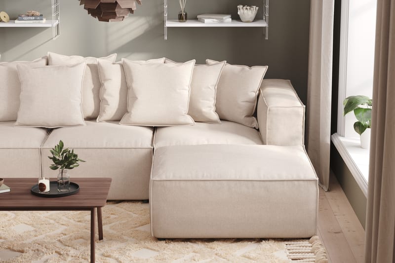 Cubo Dyp Sofa 3-seters med Divan 296 cm bred - Beige - Møbler - Sofaer - Sofa med sjeselong