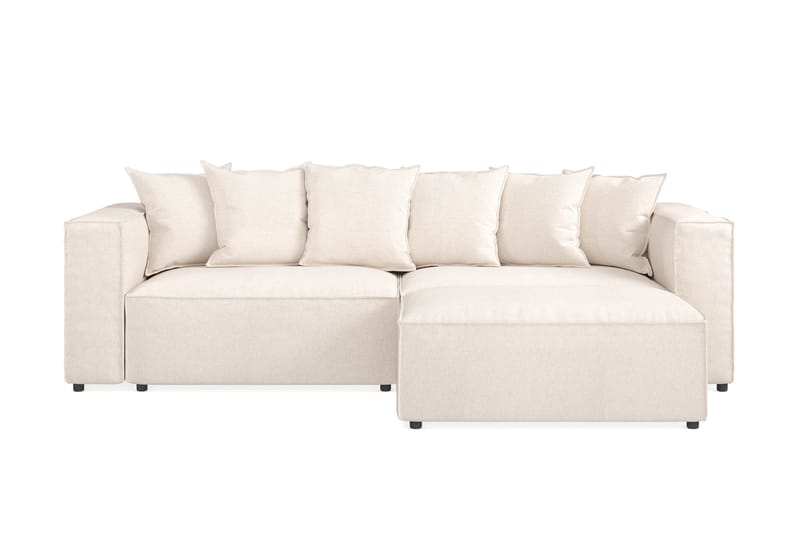 Cubo L-sofa - Beige - Sofa med sjeselong - Skinnsofaer - 2 seters sofa med divan - 3 seters sofa med divan - 4 seters sofa med divan - Fløyel sofaer
