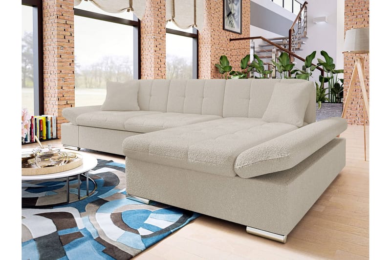 Djerra Sofa med Divan 3-seter - Beige - Møbler - Sofaer - Sofa med sjeselong