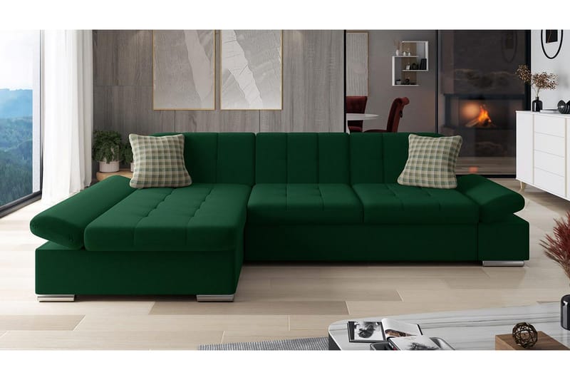 Djerra Sofa med Divan 3-seter - Grønn - Møbler - Sofaer - Sofa med sjeselong