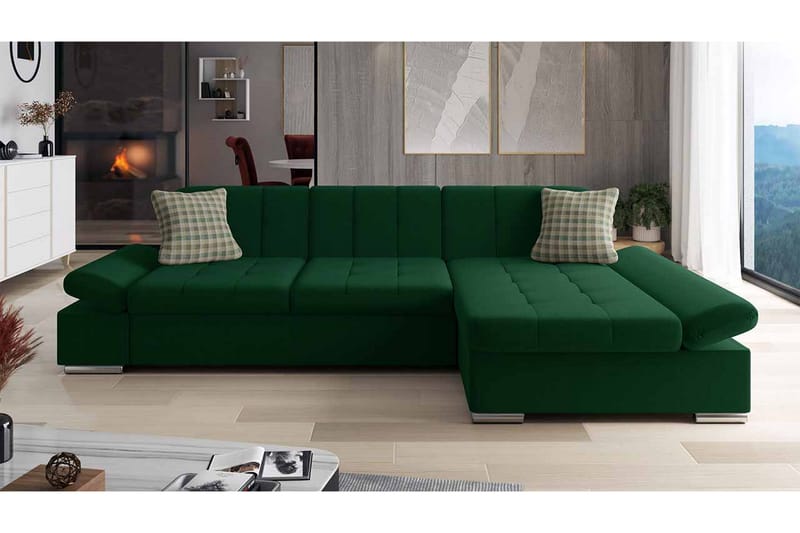 Djerra Sofa med Divan 3-seter - Grønn - Møbler - Sofaer - Sofa med sjeselong