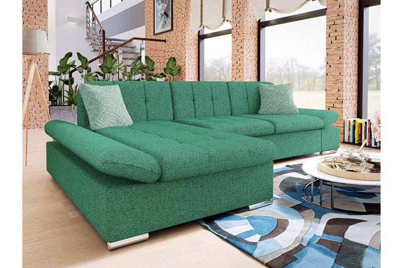 Djerra Sofa med Divan 3-seter - Grønn - Møbler - Sofaer - Sofa med sjeselong