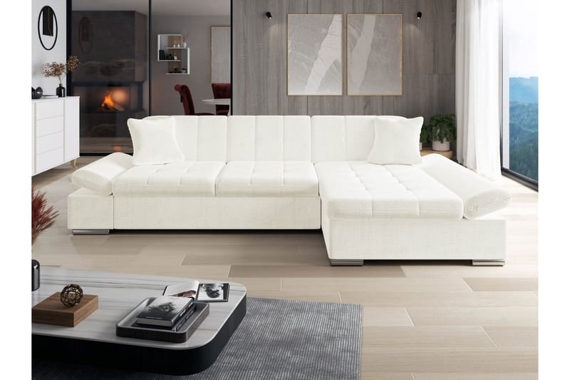 Djerra Sofa med Divan 3-seter - Hvit - Møbler - Sofaer - Sofa med sjeselong