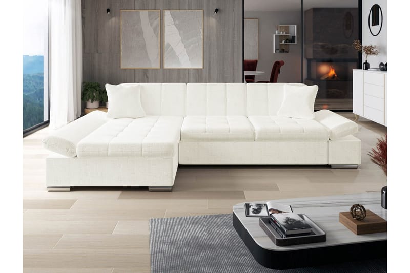 Djerra Sofa med Divan 3-seter - Hvit - Møbler - Sofaer - Sofa med sjeselong