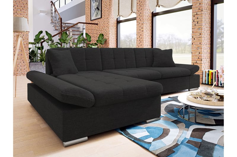 Djerra Sofa med Divan 3-seter - Svart - Møbler - Sofaer - Sofa med sjeselong