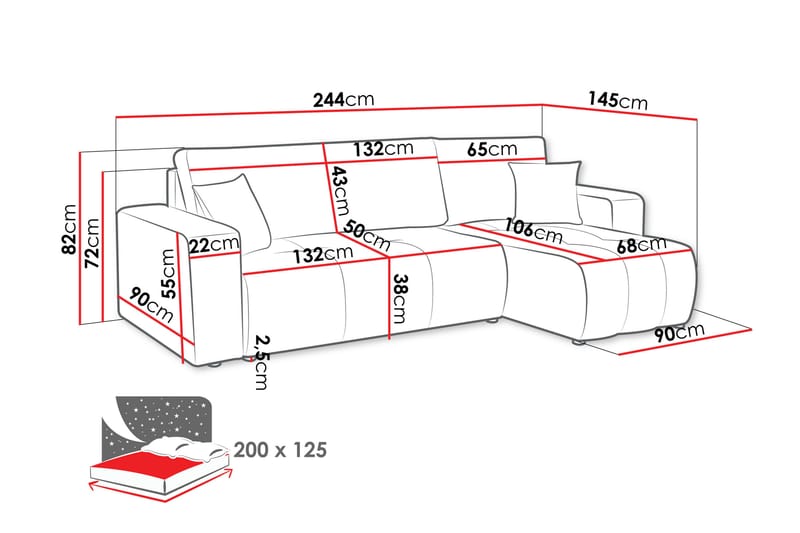 Flo Sofa med Divan 3-seter - Gul - Møbler - Sofaer - Sofa med sjeselong