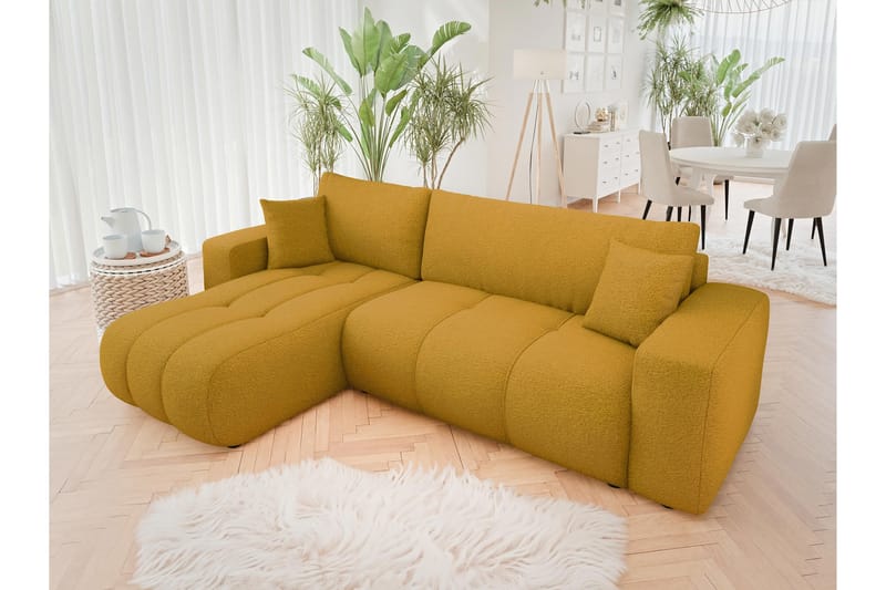 Flo Sofa med Divan 3-seter - Gul - Møbler - Sofaer - Sofa med sjeselong