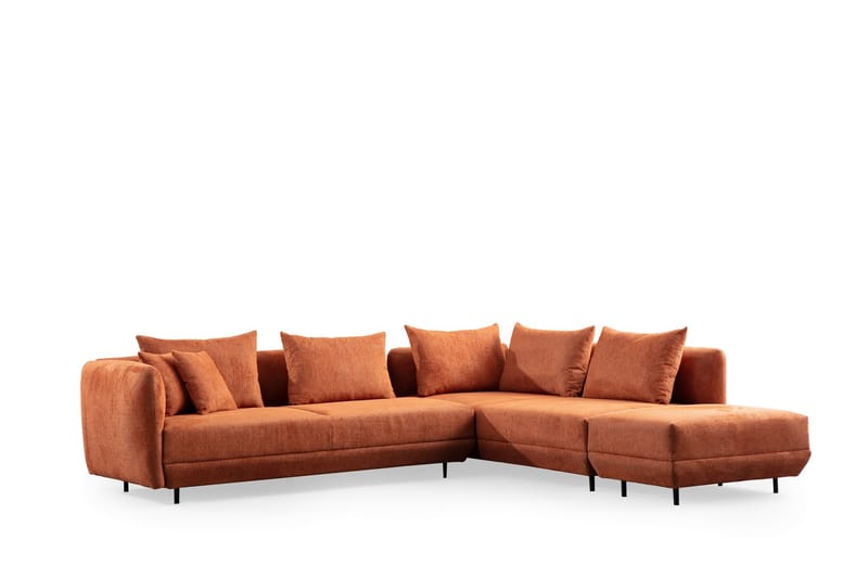 Floransa 4-seters Sofa med Divan - Oransje - Møbler - Sofaer - Sofa med sjeselong