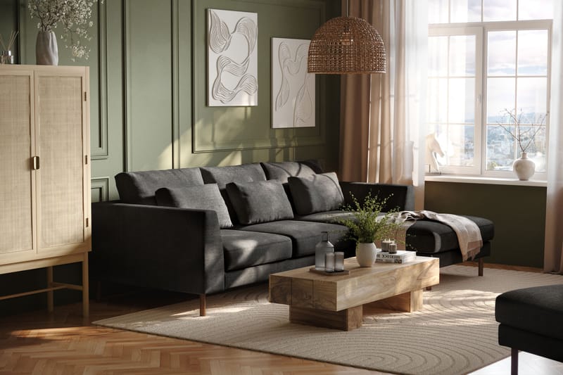 Florenz 3-seters Sofa med Divan Høyre - Grå - Møbler - Sofaer - Sofa med sjeselong