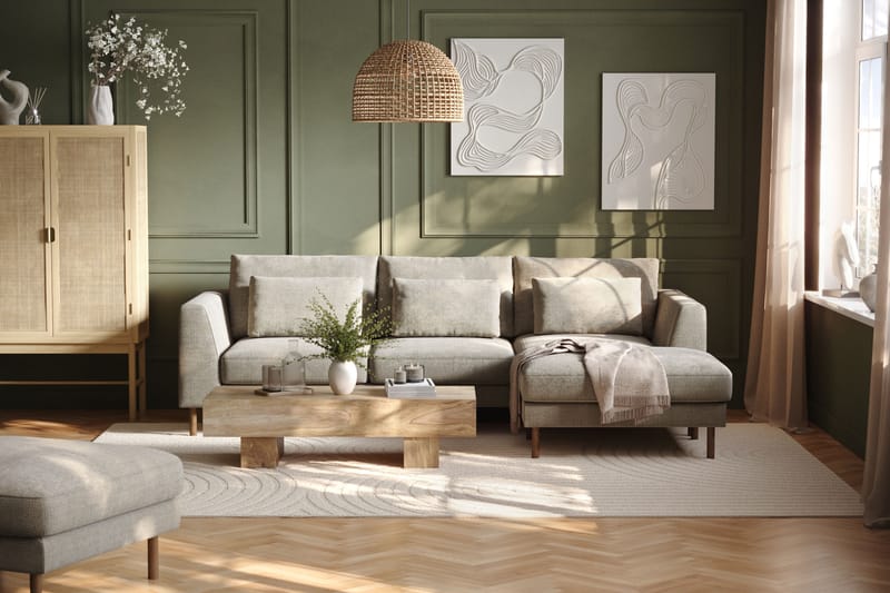 Florenz 3-seters Sofa med Divan Høyre - Grå/Beige - Møbler - Sofaer - Sofa med sjeselong