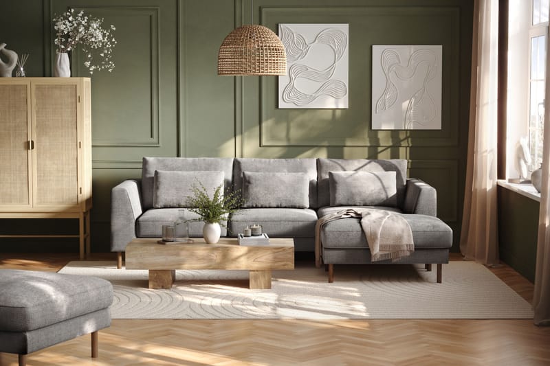 Florenz 3-seters Sofa med Divan Høyre - Lysegrå - Møbler - Sofaer - Sofa med sjeselong