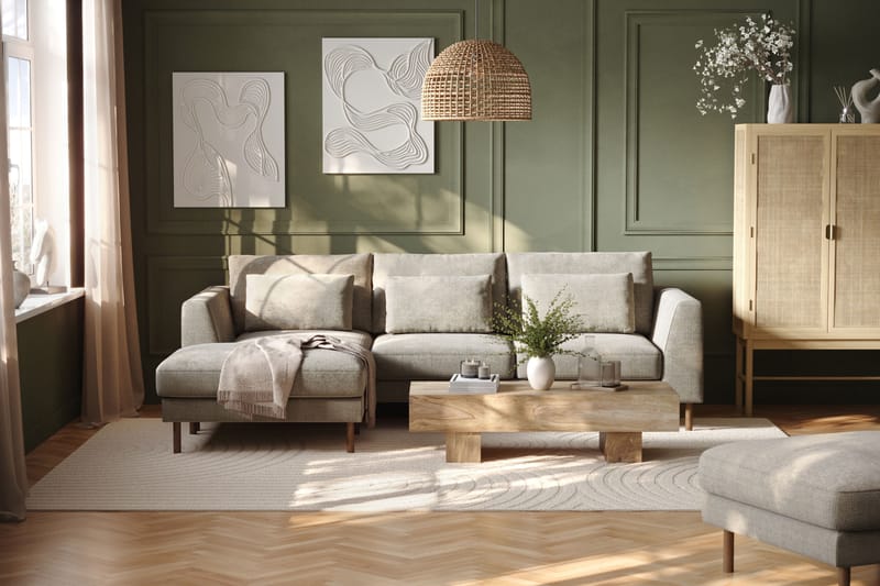 Florenz 3-seters Sofa med Divan Venstre - Grå/Beige - Møbler - Sofaer - Sofa med sjeselong