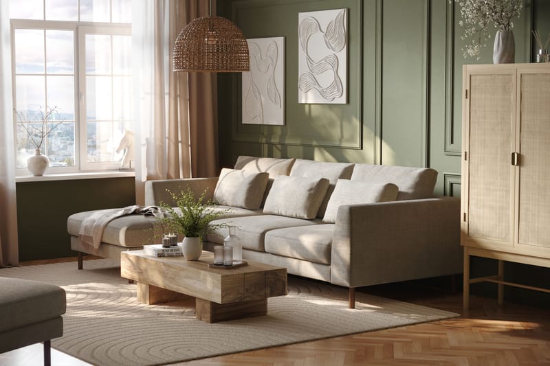 Florenz 3-seters Sofa med Divan Venstre - Grå/Beige - Møbler - Sofaer - Sofa med sjeselong