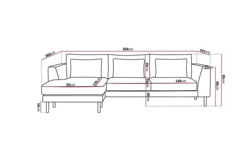 Florenz 3-seters Sofa med Divan Venstre - Grå/Beige - Møbler - Sofaer - Sofa med sjeselong