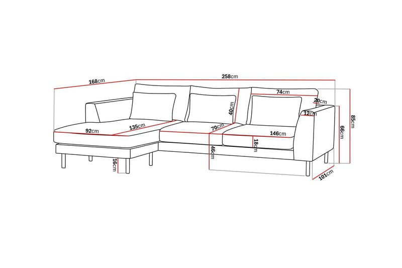 Florenz 3-seters Sofa med Divan Venstre - Grå/Beige - Møbler - Sofaer - Sofa med sjeselong