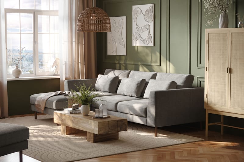 Florenz 3-seters Sofa med Divan Venstre - Lysegrå - Møbler - Sofaer - Sofa med sjeselong